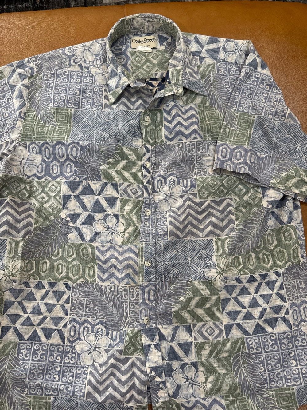 Cooke Street Honolulu Blue & Green Hawaiian Shirt